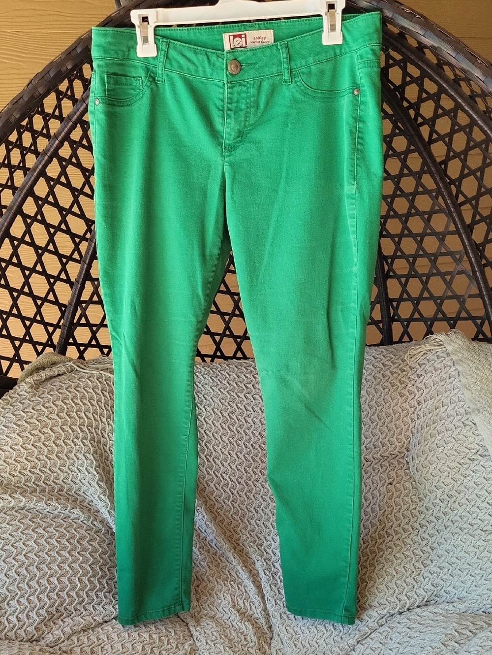Kelly Green Ashley Low Rise Skinny Twill Pants
